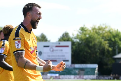 150826 - Newport County v Rochdale - Sky Bet League 2 - Kyle Cameron of Newport County celebrates scoring a goal