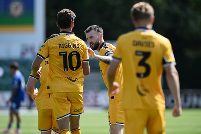 150826 - Newport County v Rochdale - Sky Bet League 2 - Kyle Cameron of Newport County celebrates scoring a goal with team mates