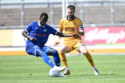 150826 - Newport County v Rochdale - Sky Bet League 2 - Kyle Cameron of Newport County is challenged by Mani Dieseruvwe of Rochdale