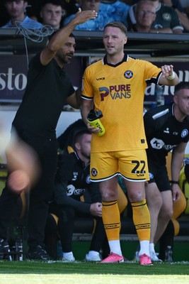 150826 - Newport County v Rochdale - Sky Bet League 2 - Newport County Head Coach, Hayden Mullins and Cameron Norman of Newport County