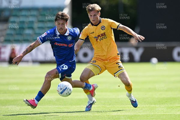 150826 - Newport County v Rochdale - Sky Bet League 2 - Tom Davies of Newport County is challenged by Luke Hannant of Rochdale