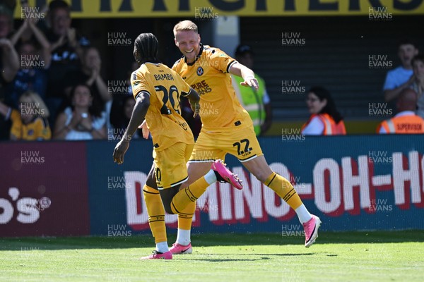 150826 - Newport County v Rochdale - Sky Bet League 2 - Yahya Bamba of Newport County celebrates scoring a goal with team mates