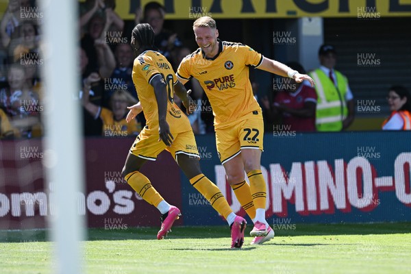 150826 - Newport County v Rochdale - Sky Bet League 2 - Yahya Bamba of Newport County celebrates scoring a goal with team mates