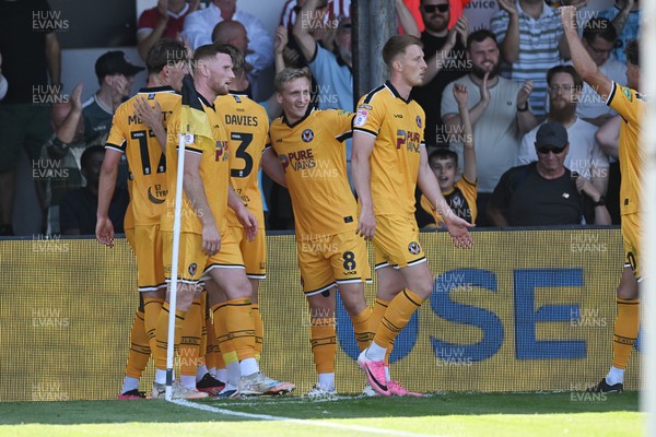 150826 - Newport County v Rochdale - Sky Bet League 2 - Yahya Bamba of Newport County celebrates scoring a goal with team mates