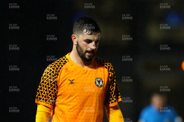 021119 - Newport County v Salford City - Sky Bet League 2 - Padraig Amond of Newport County is dejected at the end of the game