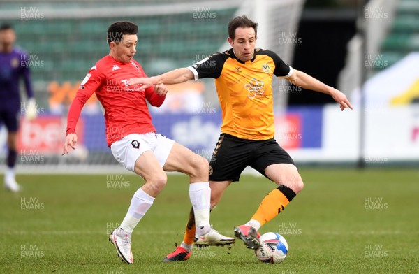 160121 - Newport County v Salford City - SkyBet League 2 - Matthew Dolan of Newport County is tackled by Ian Henderson of Salford City