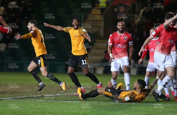 190220 - Newport County v Salford City - Leasingcom Trophy - Jamille Matt of Newport County appeals for a penalty