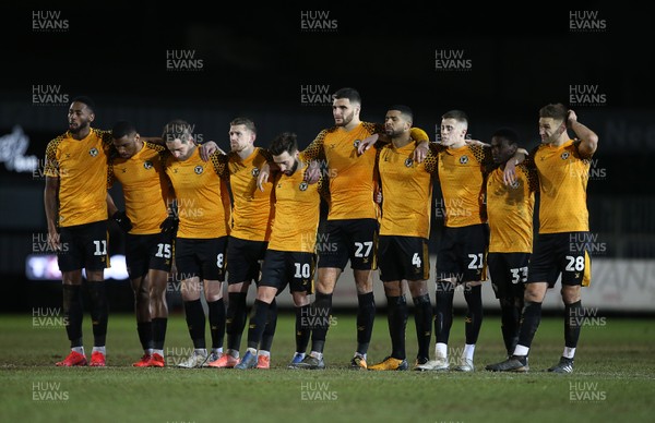 190220 - Newport County v Salford City - Leasingcom Trophy - Dejected looking Newport County during the penalty shoot out