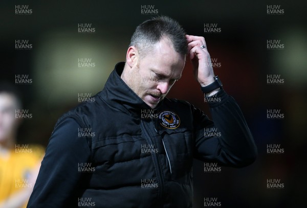 190220 - Newport County v Salford City - Leasingcom Trophy - Dejected Newport County Manager Michael Flynn at full time