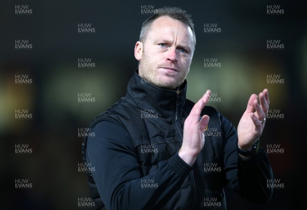 190220 - Newport County v Salford City - Leasingcom Trophy - Dejected Newport County Manager Michael Flynn at full time