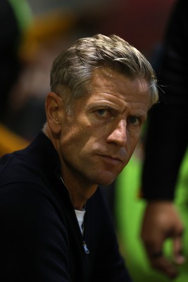 190825 - Newport County v Salford City - SkyBet League Two - Newport County Manager David Hughes 