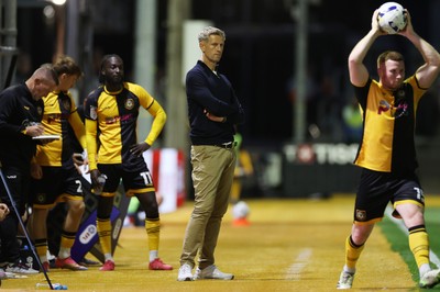 190825 - Newport County v Salford City - SkyBet League Two - Newport County Manager David Hughes 