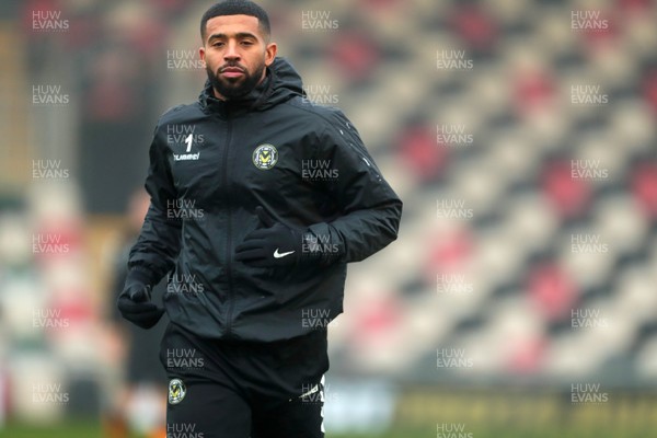 281120 - Newport County v Salford City - FA Cup Second Round - Joss Labadie of Newport County warms up 