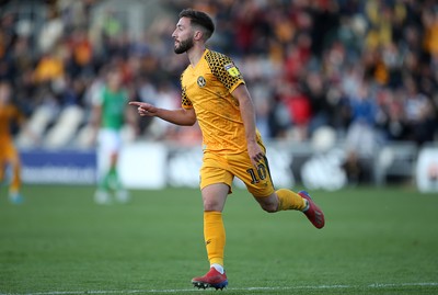 191019 - Newport County v Scunthorpe United - SkyBet League Two - Josh Sheehan of Newport County celebrates scoring a goal