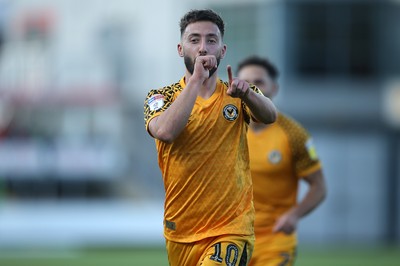 191019 - Newport County v Scunthorpe United - SkyBet League Two - Josh Sheehan of Newport County celebrates scoring a goal