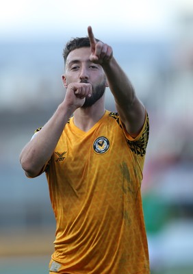 191019 - Newport County v Scunthorpe United - SkyBet League Two - Josh Sheehan of Newport County celebrates scoring a goal