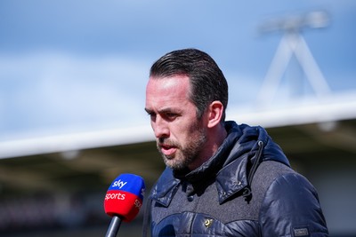 280326 - Newport County v Shrewsbury Town - Sky Bet League 2 - Christian Fuchs, Manager of Newport County, talks to speaks to the media in a pre match media interview prior to kick off