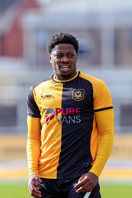 280326 - Newport County v Shrewsbury Town - Sky Bet League 2 - Bobby Kamwa of Newport County reacts after a missed chance