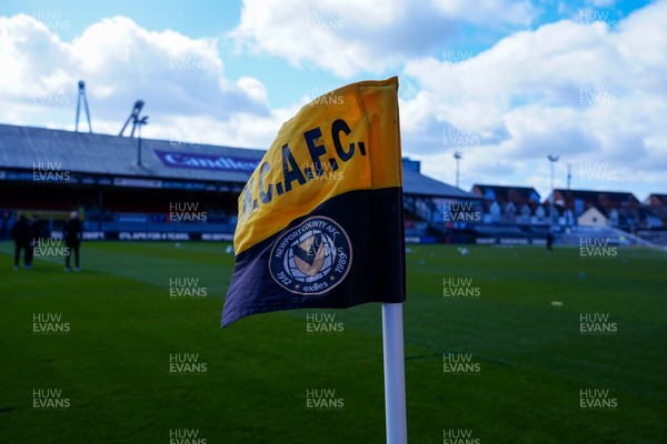 280326 - Newport County v Shrewsbury Town - Sky Bet League 2 - General view of the corner flag inside the stadium prior to kick off