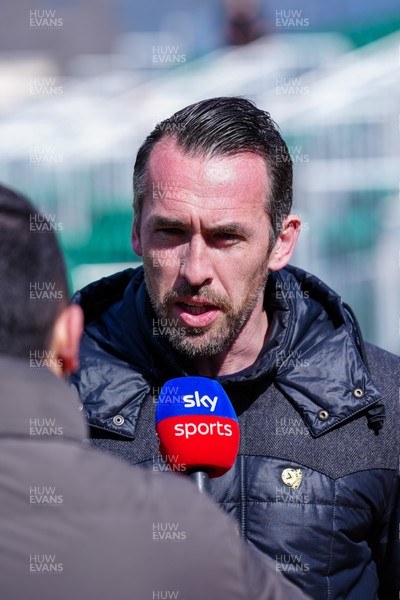 280326 - Newport County v Shrewsbury Town - Sky Bet League 2 - Christian Fuchs, Manager of Newport County, talks to speaks to the media in a pre match press interview prior to kick off