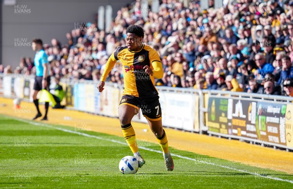 280326 - Newport County v Shrewsbury Town - Sky Bet League 2 - Bobby Kamwa of Newport County runs with the ball