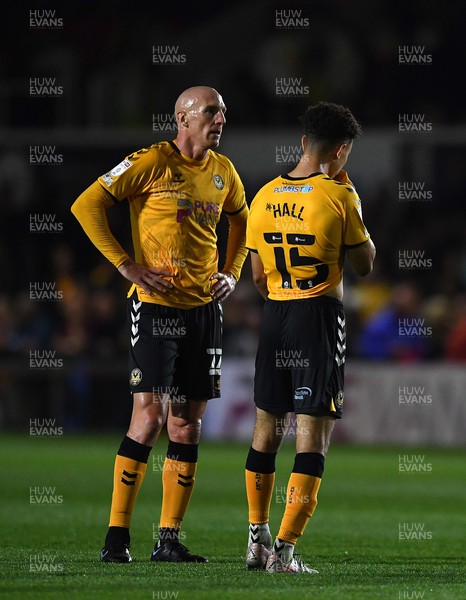 250821 - Newport County v Southampton - Carabao Cup - Kevin Ellison and Louis Hall of Newport County look dejected