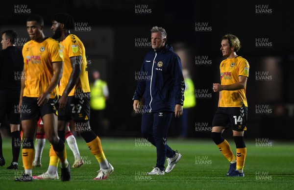 250821 - Newport County v Southampton - Carabao Cup - Wayne Hatswell of Newport County looks dejected at the end of the game