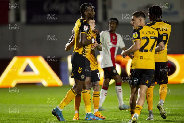 181022 - Newport County v Southampton U21 - Papa Johns Trophy - Omar Bogle of Newport County celebrates scoring his side's first goal from the penalty spot