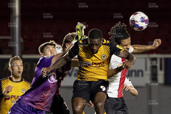 181022 - Newport County v Southampton U21 - Papa Johns Trophy - Omar Bogle of Newport County in action against Southampton goalkeeper Oliver Wright