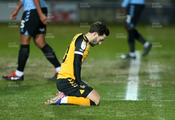 090221 - Newport County v Southend United, Sky Bet League 2 - Josh Sheehan of Newport County reacts after missing goal