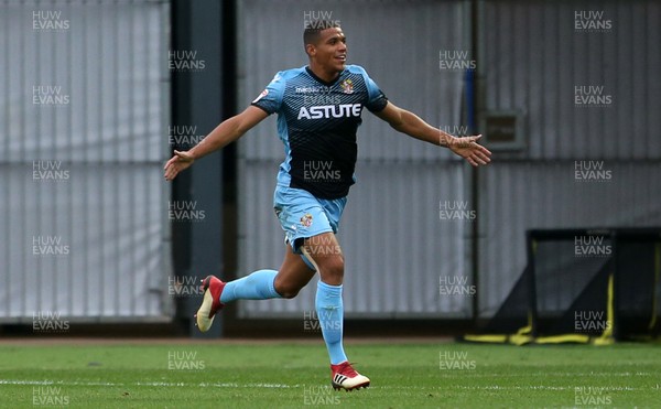 131018 - Newport County v Stevenage - SkyBet League Two - Luther Wildin of Stevenage celebrates scoring a goal