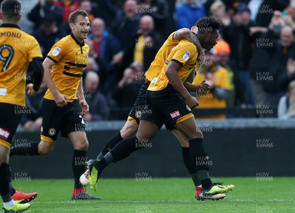 131018 - Newport County v Stevenage - SkyBet League Two - Antoine Semenyo of Newport celebrates scoring in the winning goal in the last minutes of the game