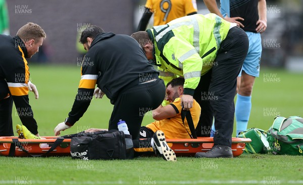 131018 - Newport County v Stevenage - SkyBet League Two - Robbie Willmott of Newport is taken off injured