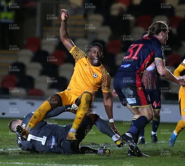 141219 - Newport County v Stevenage - SkyBet League Two - Jamille Matt of Newport County celebrates scoring a goal in injury time