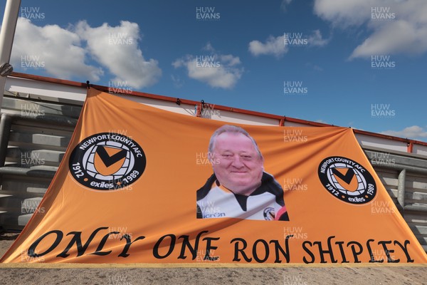 270221 - Newport County v Stevenage - Sky Bet League 2 - Pitchside banners at Rodney Parade 