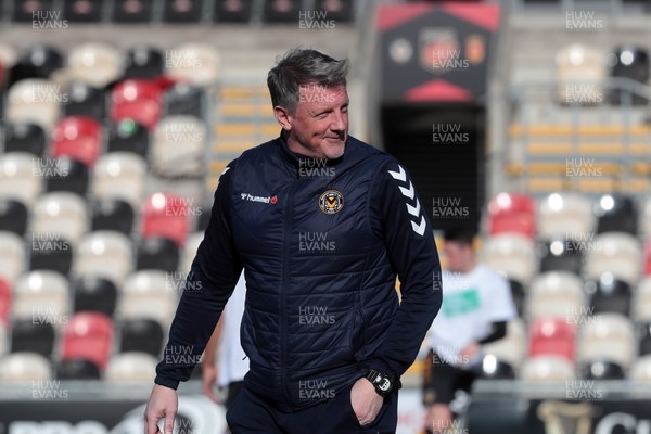 270221 - Newport County v Stevenage - Sky Bet League 2 - County Assistant Manager Wayne Hatswell before kick off
