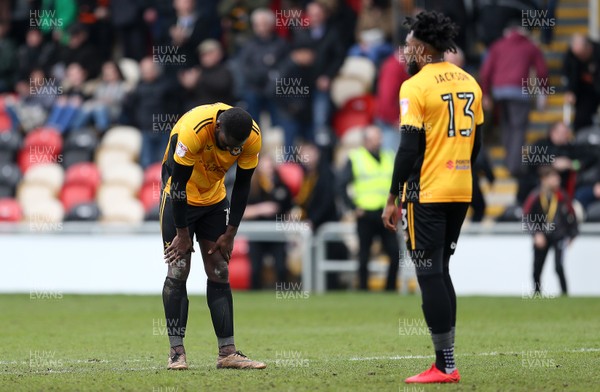 070418 - Newport County v Stevenage FC - SkyBet League Two - Dejected Frank Nouble and Marlon Jackson of Newport County