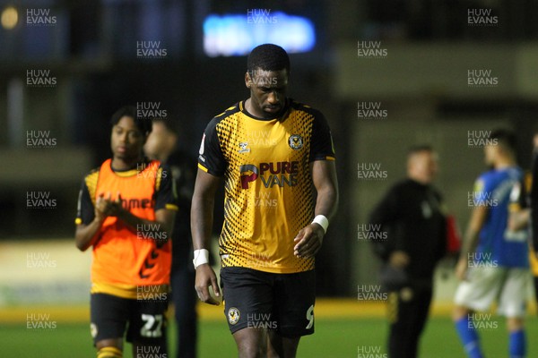 121122 - Newport County v Stockport County - Sky Bet League 2 - Omar Bogle of Newport leaves the field dejected at the end of the game