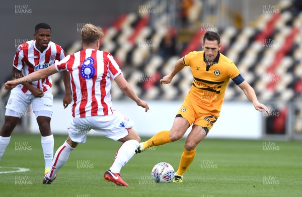 280718 - Newport County v Stoke City Under 23s - Preseason Friendly - Andrew Crofts of Newport County looks for a way through