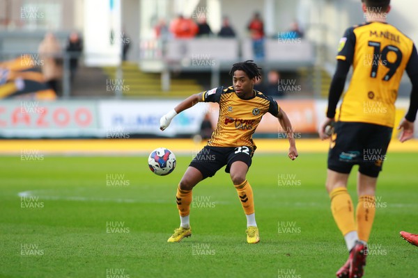 250223 - Newport County v Sutton United - Sky Bet League 2 - Nathan Moriah Welsh  of Newport County looks to press forward