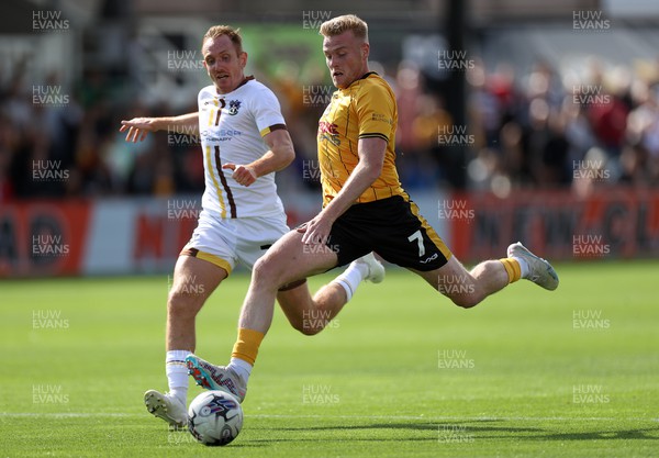 260823 - Newport County v Sutton United - SkyBet League Two - Will Evans of Newport County takes a shot at goal
