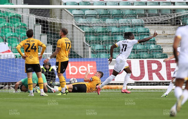 260823 - Newport County v Sutton United - SkyBet League Two - Omari Patrick of Sutton United celebrates scoring a goal