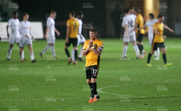101017 - Newport County v Swansea City U23s - Checkatrade Trophy - Scot Bennett of Newport County thanks the fans at full time