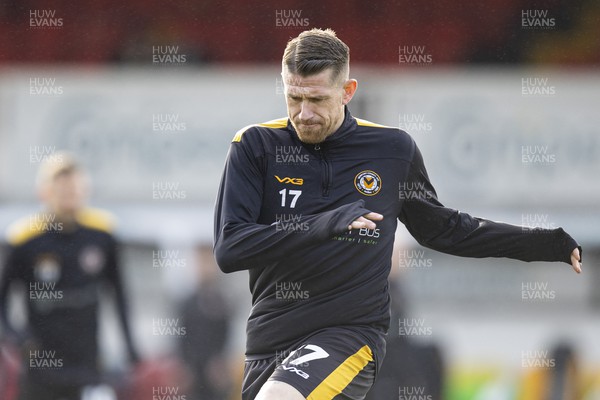 030224 - Newport County v Swindon Town - Sky Bet League 2 - Scot Bennett of Newport County during the warm up