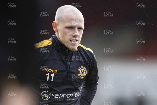 030224 - Newport County v Swindon Town - Sky Bet League 2 - James Waite of Newport County during the warm up