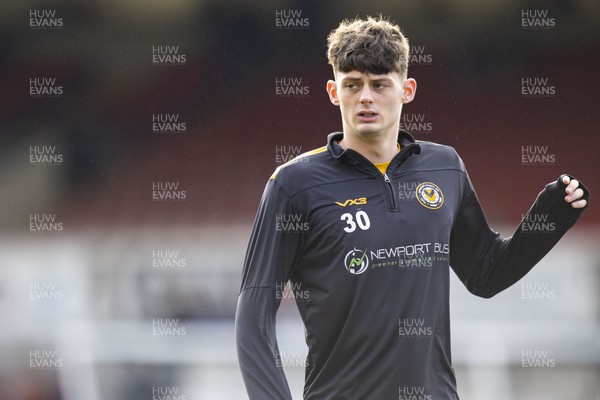030224 - Newport County v Swindon Town - Sky Bet League 2 - Seb Palmer-Houlden of Newport County during the warm up