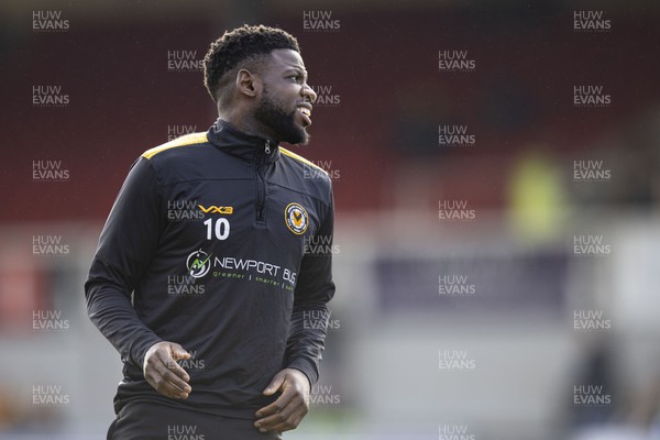 030224 - Newport County v Swindon Town - Sky Bet League 2 - Offrande Zanzala of Newport County during the warm up