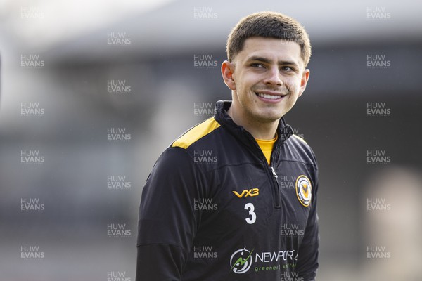 030224 - Newport County v Swindon Town - Sky Bet League 2 - Adam Lewis of Newport County during the warm up