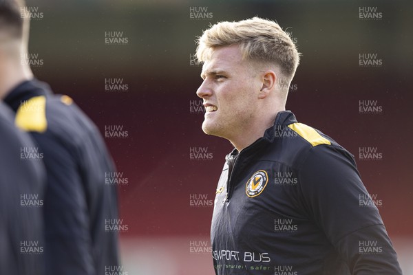 030224 - Newport County v Swindon Town - Sky Bet League 2 - Will Evans of Newport County during the warm up