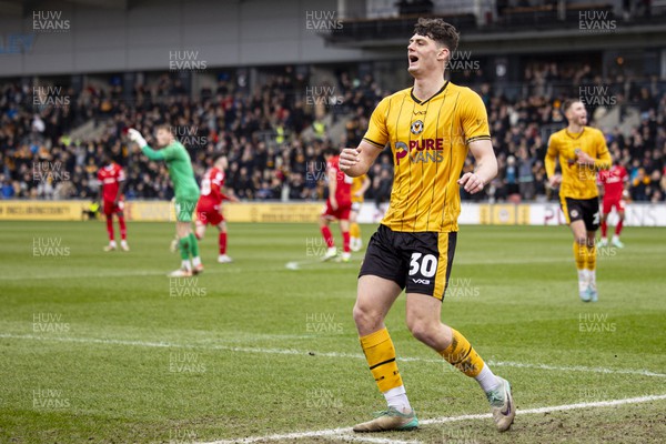 030224 - Newport County v Swindon Town - Sky Bet League 2 - Seb Palmer-Houlden of Newport County celebrates scoring his sides second goal